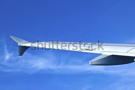 Aircraft wing some component of plane on during flying high abov Stock photo © meinzahn