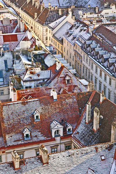 視圖 維也納 雪 晴朗的天空 天空 街頭 商業照片 © meinzahn