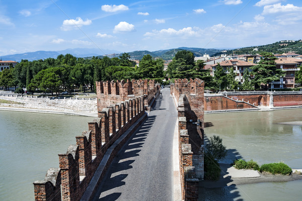 old bridge in Verona over Adige river - Castelvecchio Stock photo © meinzahn