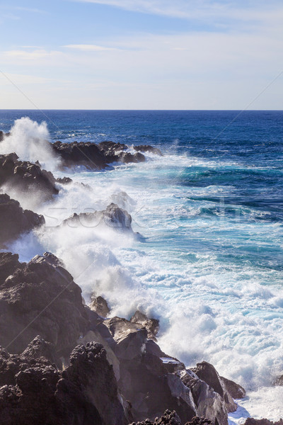 Stock photo: rough  cliffs at the shore of Lanzarote  