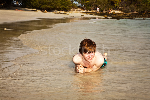 Güzel plaj adam Stok fotoğraf © meinzahn