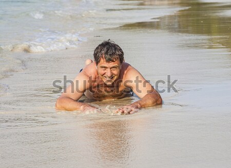 Foto d'archivio: Cute · ragazzo · spiaggia · sport