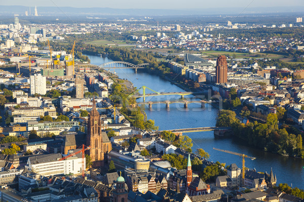 Stock photo: aerial of Frankfurt an Main with view to river Main 