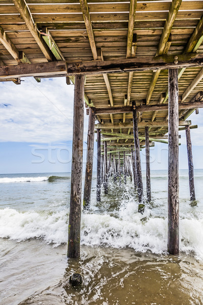 beach with old wooden pier Stock photo © meinzahn