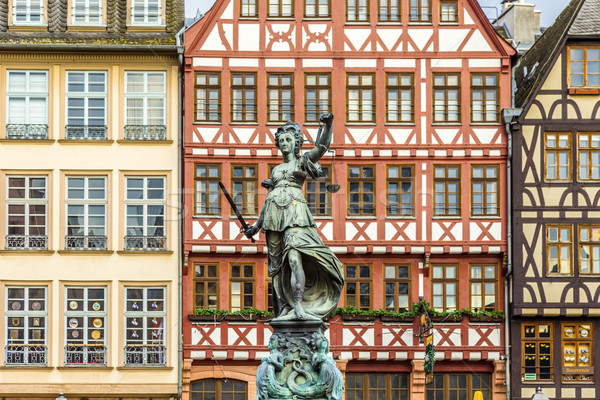 Frankfurt Niemcy pani sprawiedliwości rzeźba placu Zdjęcia stock © meinzahn