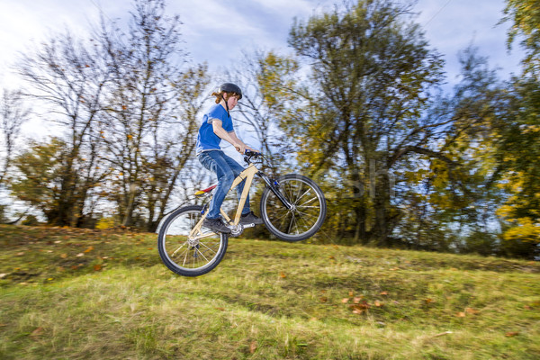 Jongen oprit vuil fiets fitness Stockfoto © meinzahn