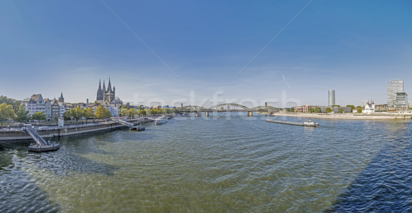 skyline of Cologne with river Rhine Stock photo © meinzahn