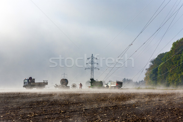 electricity pylon is build up at the field  Stock photo © meinzahn