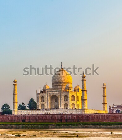 Stock photo: taj mahal from yamuna river in sunset