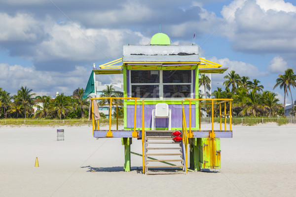 Stockfoto: Strand · witte · zuiden · Miami · houten · kleurrijk