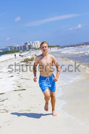 Foto stock: Nino · caminando · playa · Miami · hombre · sol