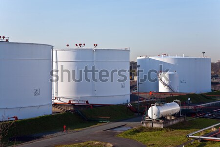 white tanks in tank farm with blue sky Stock photo © meinzahn
