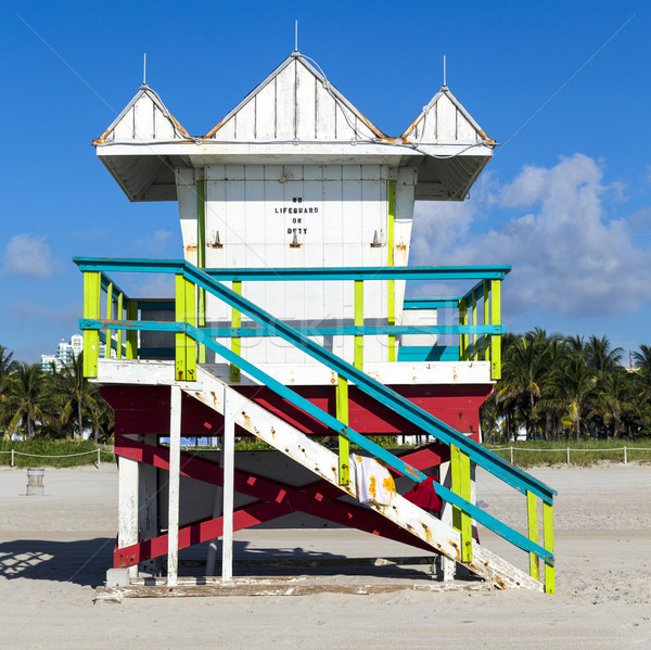 Salvamar cabină gol plajă Miami Florida Imagine de stoc © meinzahn