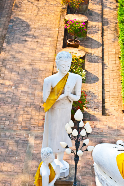 beautiful statue of Buddhas in temple Wat Yai Chai Mongkol Stock photo © meinzahn