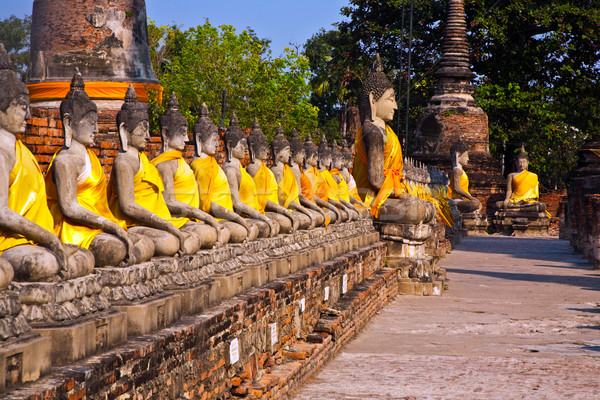 Buddha statues at the temple of Wat Yai Chai Mongkol  Stock photo © meinzahn