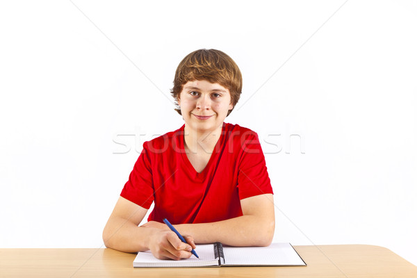 cute pupil learning for school Stock photo © meinzahn