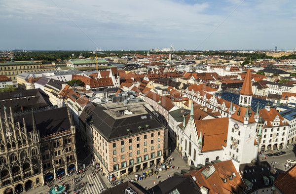 Beautiful super wide-angle sunny aerial view of Munich, Bavaria. Stock photo © meinzahn