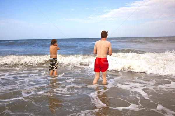 Puce garçon plage amusement vagues enfants [[stock_photo]] © meinzahn