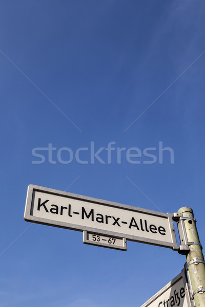 Berlin Németország jelzőtábla út utca kék Stock fotó © meinzahn