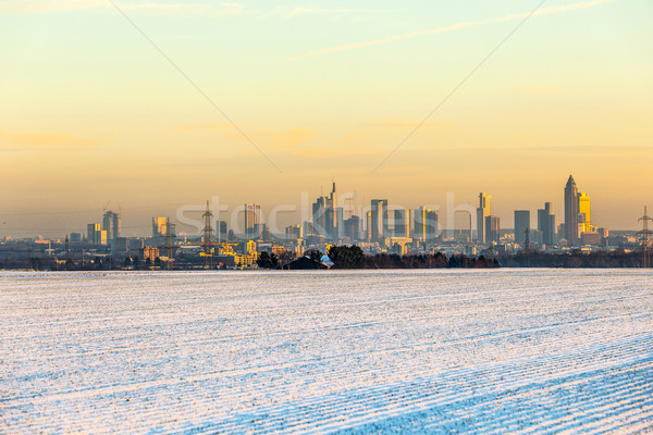 Ansicht Frankfurt bin Haupt spät Nachmittag Stock foto © meinzahn
