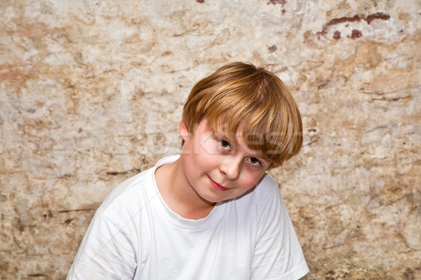 ストックフォト: 少年 · 光 · 茶色の髪 · 茶色の目 · 優しい · 幸せ