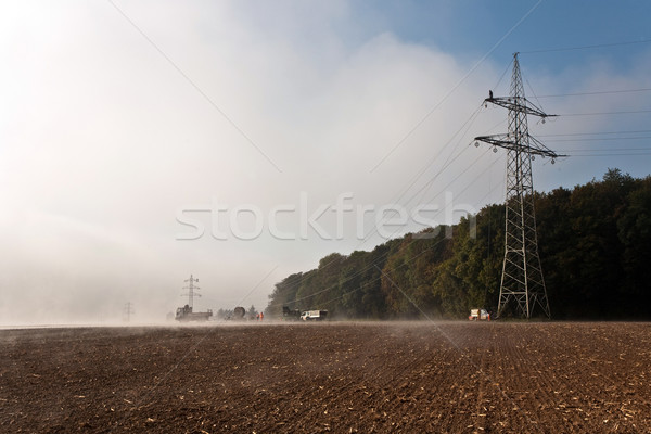 a pylon will be setted up in foggy weather Stock photo © meinzahn