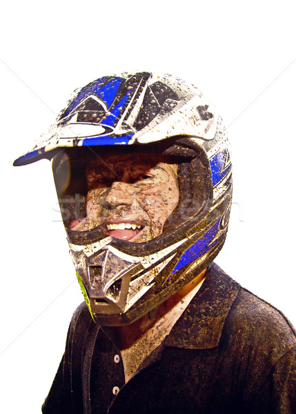 boy has dirt in his face from driving Quad Stock photo © meinzahn