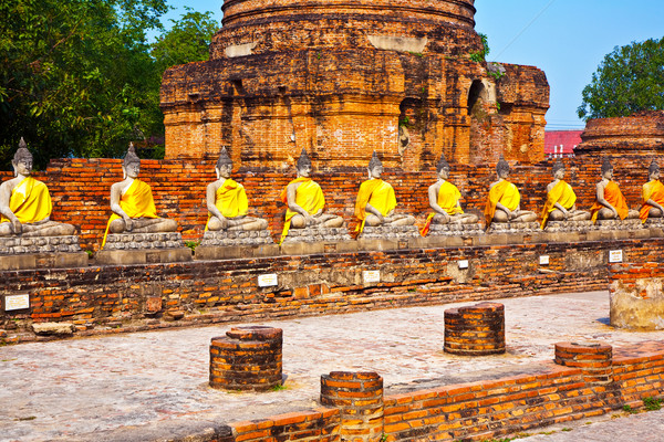 Buddha statues at the temple of Wat Yai Chai Mongkol in Ayutthay Stock photo © meinzahn