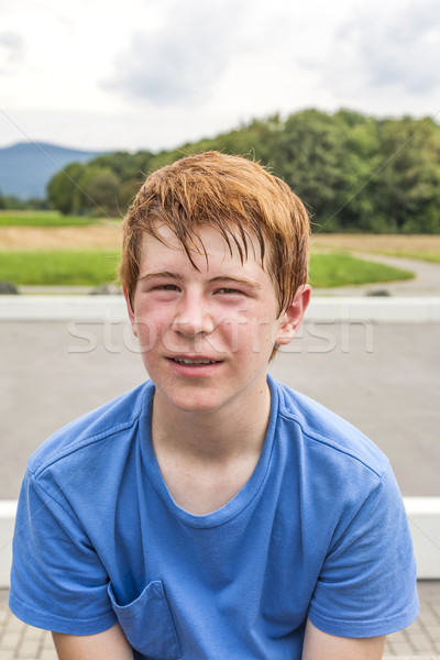 portrait of young sweating boy doing sports Stock photo © meinzahn