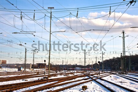 Railroad tracks in Winter with snow Stock photo © meinzahn