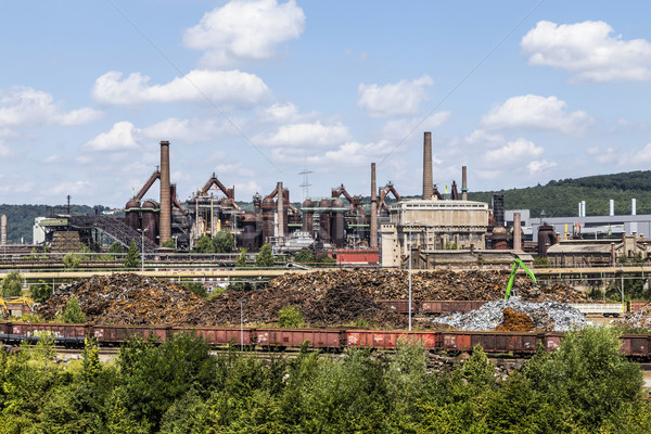 Panoráma vasgyár fém vonat kék ipar Stock fotó © meinzahn