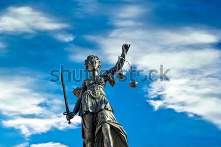 Stock photo: Statue of Lady Justice in front of the Romer in Frankfurt - Germ