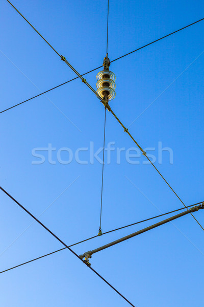 Railroad overhead lines against clear blue sky  Stock photo © meinzahn
