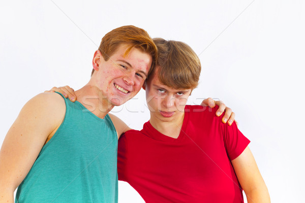 Brüder Erzeugnis Witze zusammen Spaß Gesicht Stock foto © meinzahn