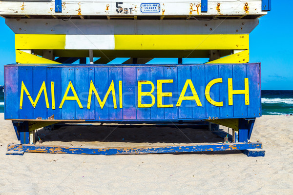 Fából készült élet őr art deco stílus Miami Stock fotó © meinzahn