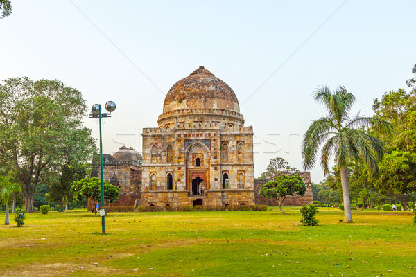 Lodi Gardens. Islamic Tomb (Bara Gumbad) set in landscaped garde Stock photo © meinzahn