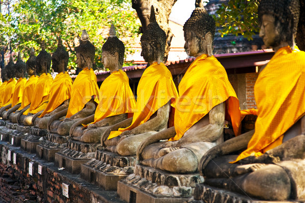 Buddha statues at the temple of Wat Yai Chai Mongkol  Stock photo © meinzahn
