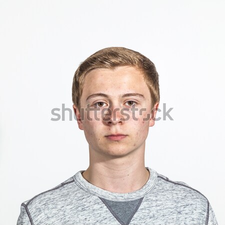 Positief puber jongen puberteit portret gezicht Stockfoto © meinzahn