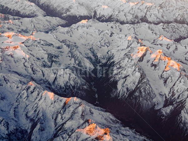 Stockfoto: Antenne · zonsopgang · Italiaans · alpen · sneeuw · gedekt