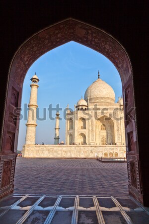 Stockfoto: Taj · Mahal · Indië · boog · entree · poort · Blauw