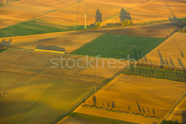 Vidéki táj hőlégballon Frankfurt fa tájkép háttér Stock fotó © meinzahn