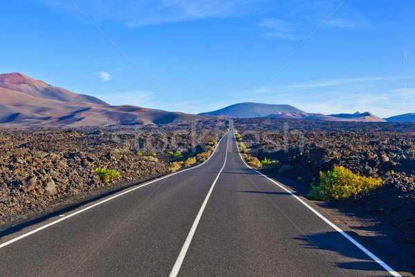 Road between rocks  in Timanfaya national Park Stock photo © meinzahn