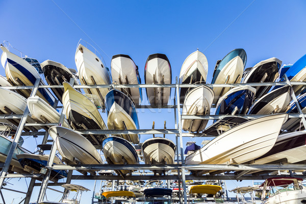 Prędkości silnikowych łodzi garaż port Miami Zdjęcia stock © meinzahn