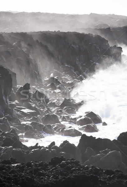 Rau Klippen Ufer Landschaft Berg Ozean Stock foto © meinzahn