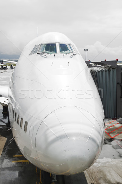 Részlet repülőgép orr pilótafülke ablak égbolt Stock fotó © meinzahn