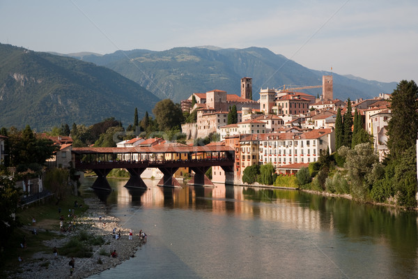 the old wooden bridge spans the river brenta at the romantic vil Stock photo © meinzahn