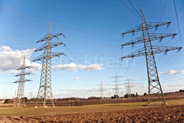 Elektrycznej wieża energii piękna krajobraz niebo Zdjęcia stock © meinzahn