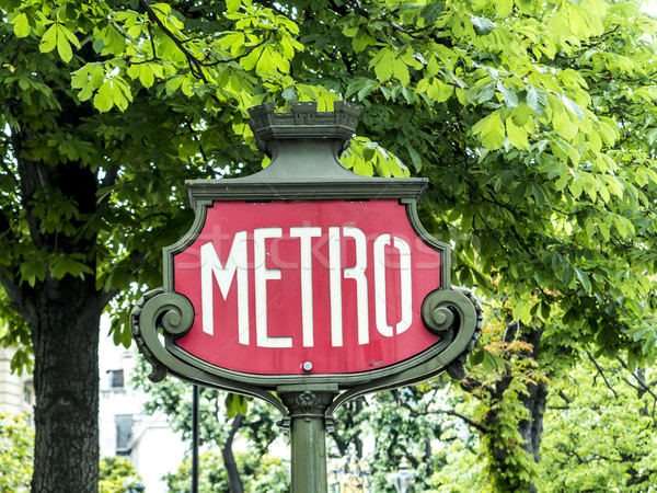 Stockfoto: Parijzenaar · metro · teken · vintage · muur · oude