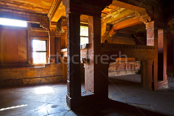 Kings bed made of stone in Fatephur Sikri Stock photo © meinzahn