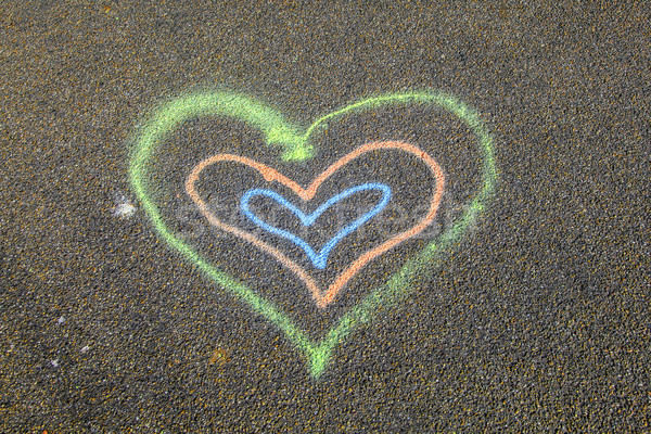 Stock photo: heart painted on the street